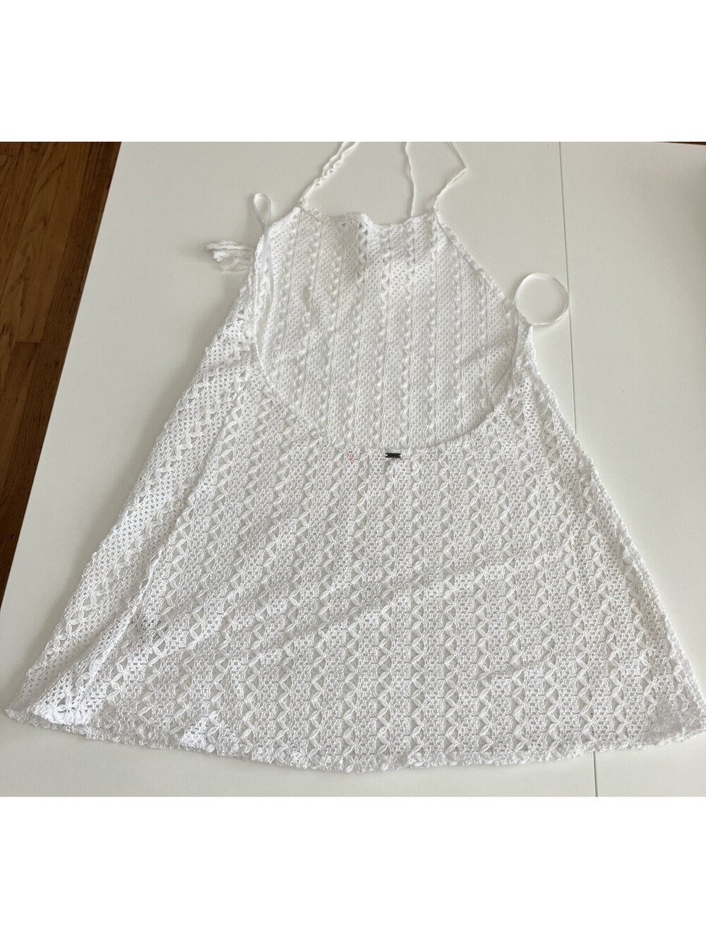 O'Neill Open Knit Crochet Tie Halter Flare Layering Cottage Boho Medium